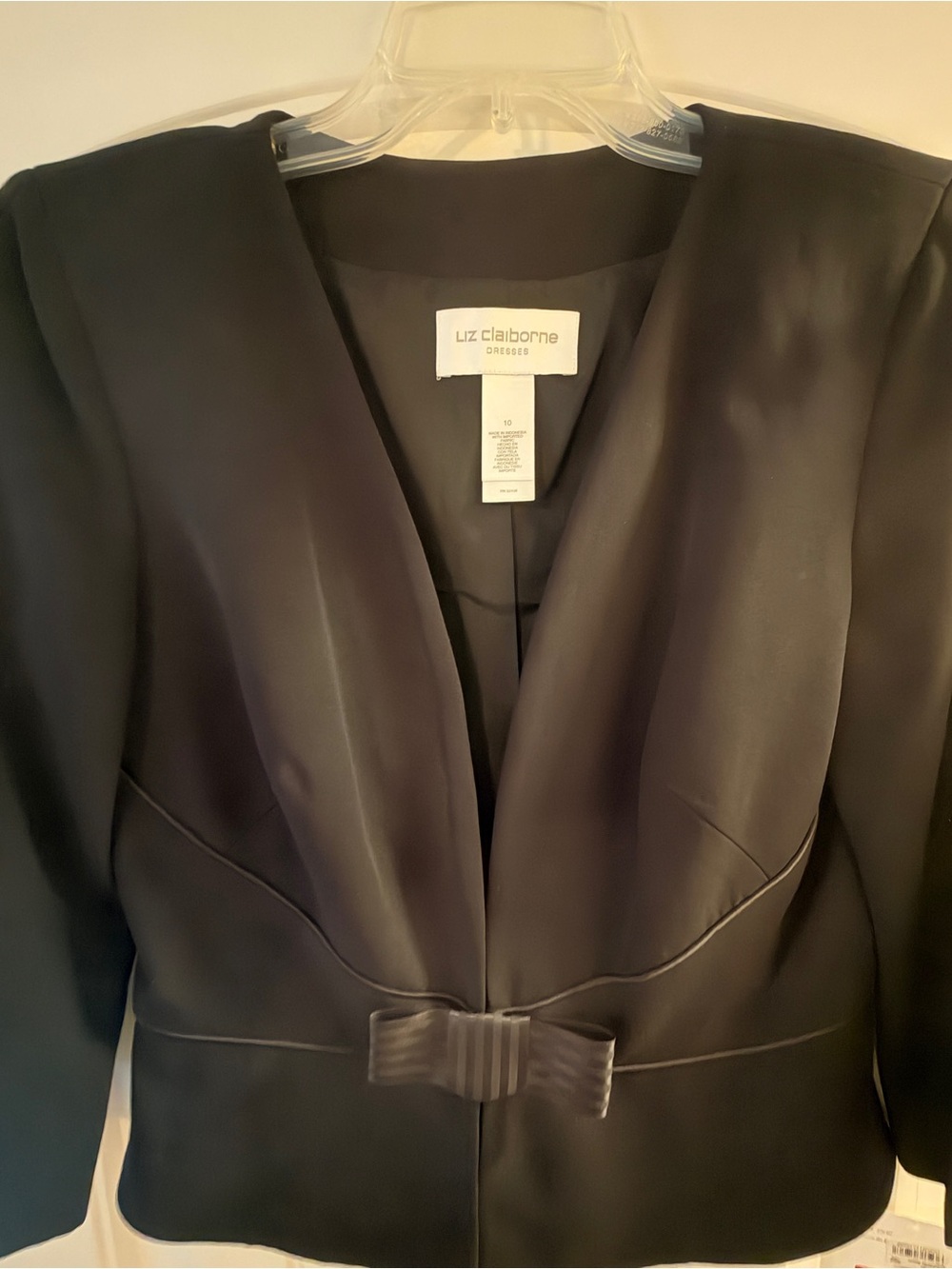 Liz Claiborne Black Women's Dress Jacket with Waist Bow